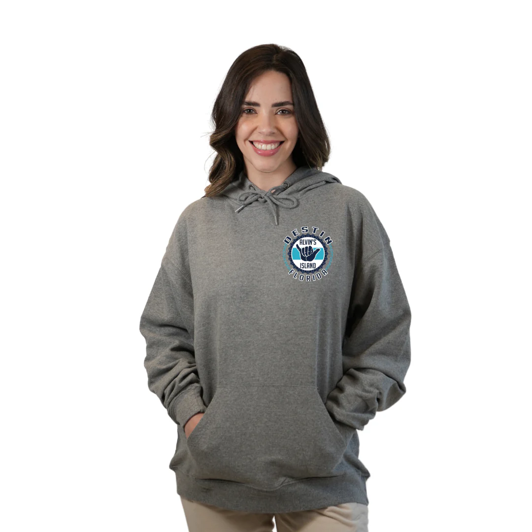 Destin Pullover Hoodie Women with Alvin's Island Hang Loose Front and Back Design Style 252 - Image 11