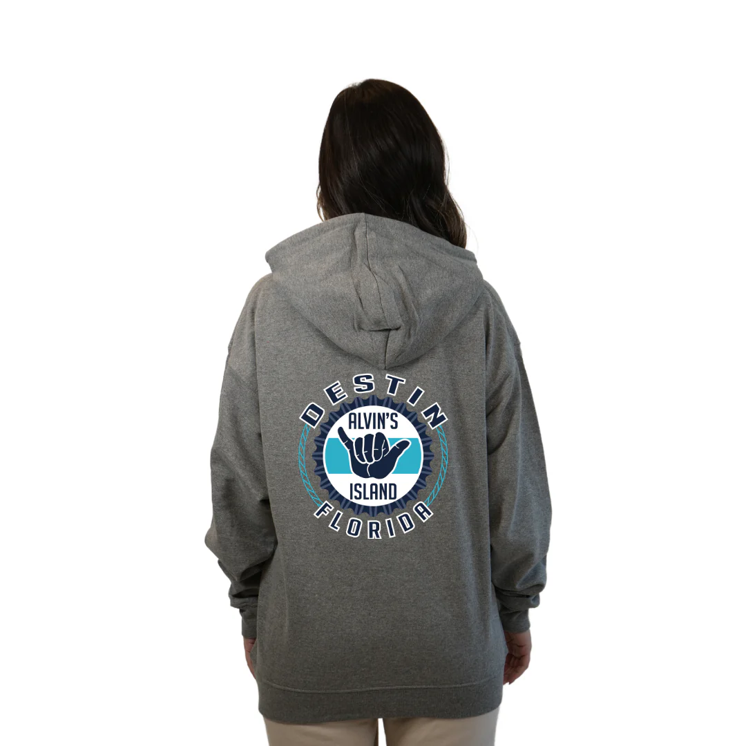 Destin Pullover Hoodie Women with Alvin's Island Hang Loose Front and Back Design Style 252 - Image 12