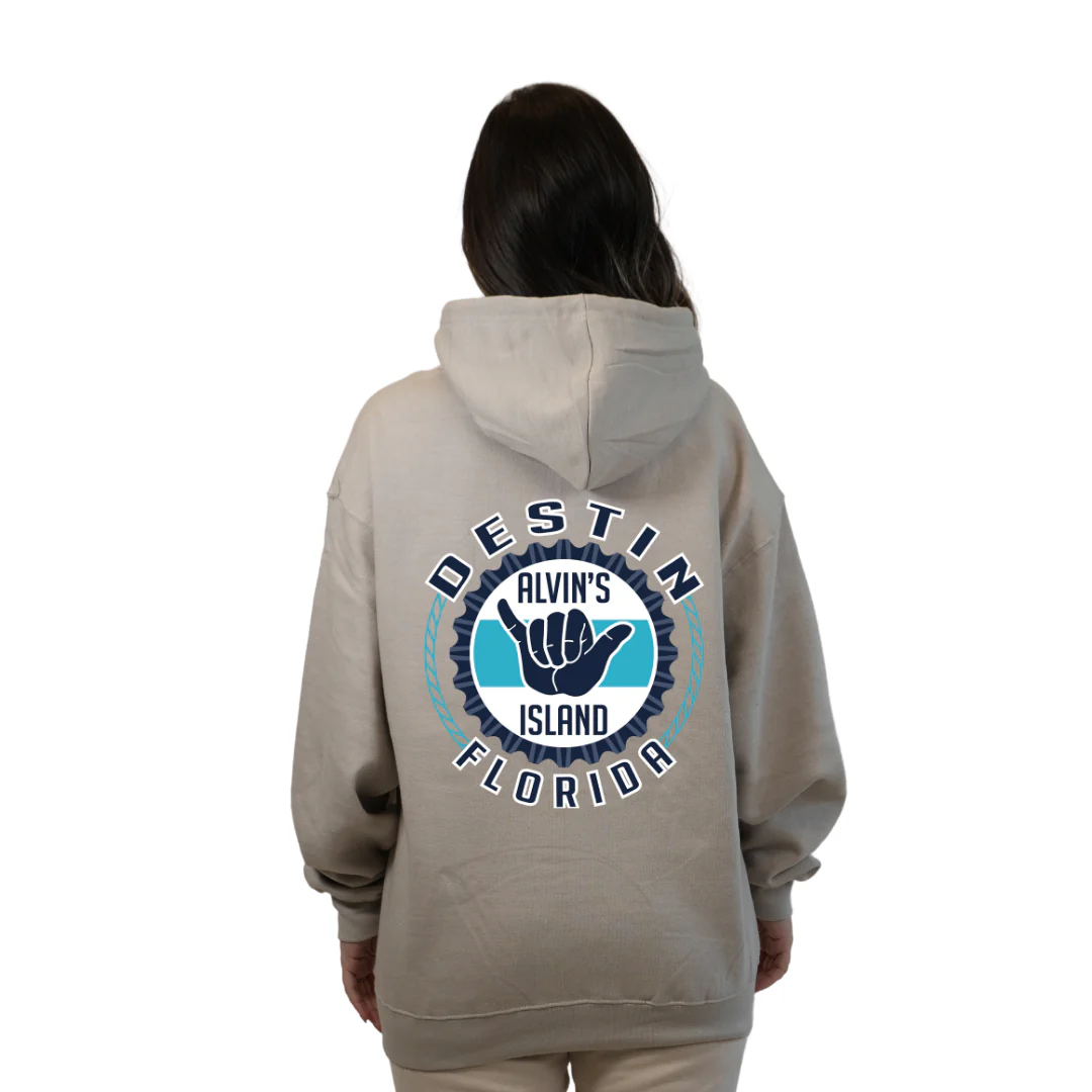 Destin Pullover Hoodie Women with Alvin's Island Hang Loose Front and Back Design Style 252 - Image 14
