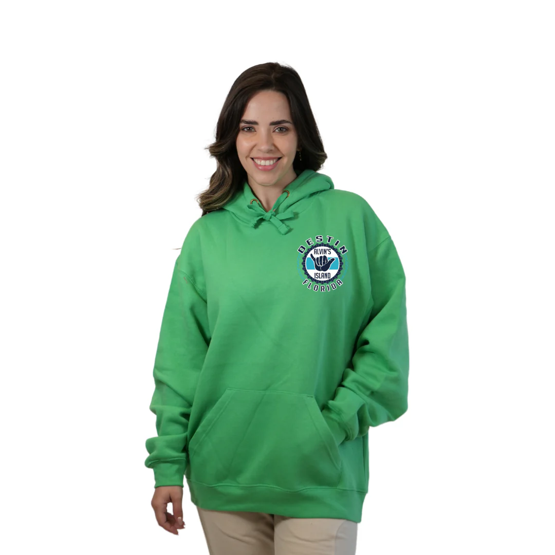 Destin Pullover Hoodie Women with Alvin's Island Hang Loose Front and Back Design Style 252 - Image 15