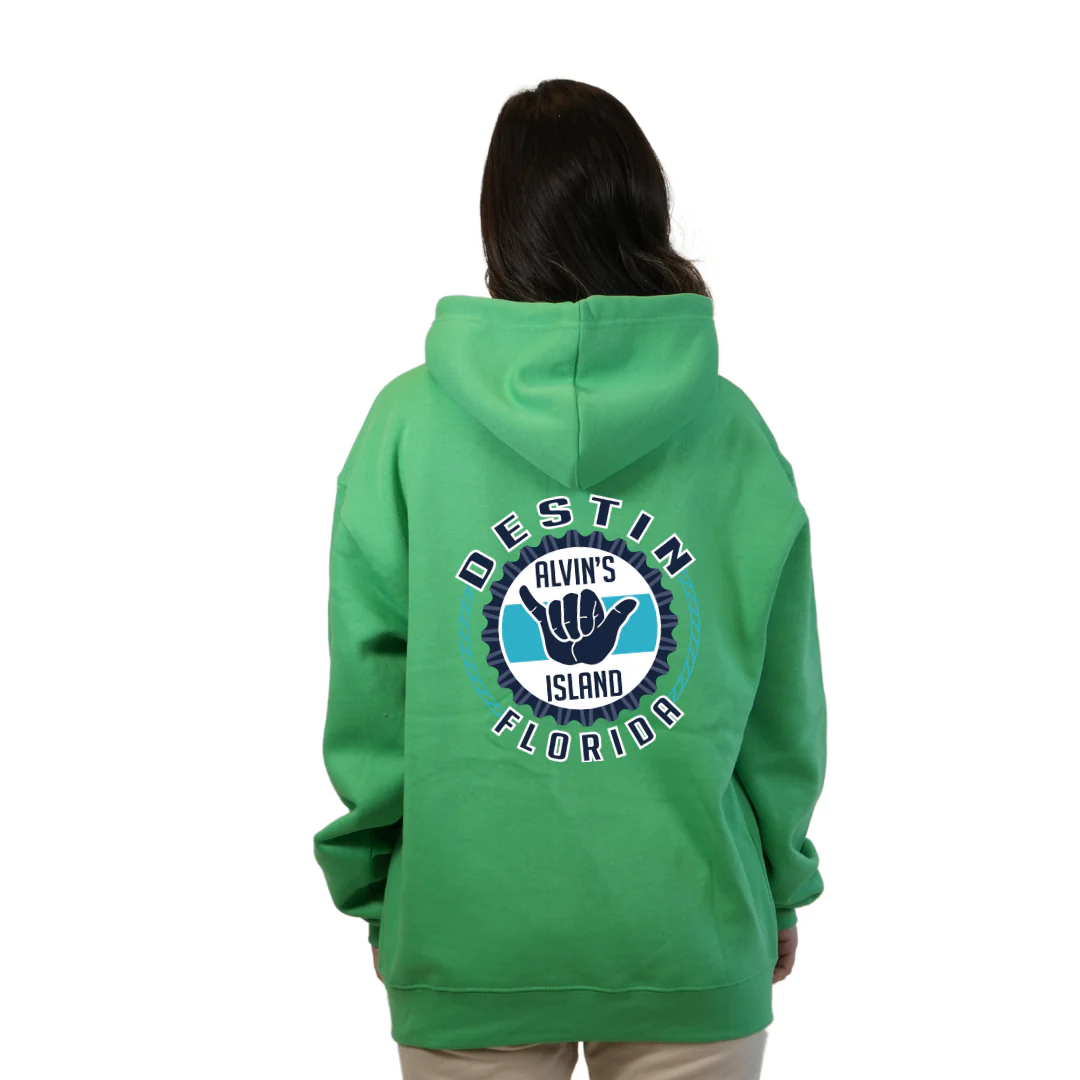 Destin Pullover Hoodie Women with Alvin's Island Hang Loose Front and Back Design Style 252 - Image 16