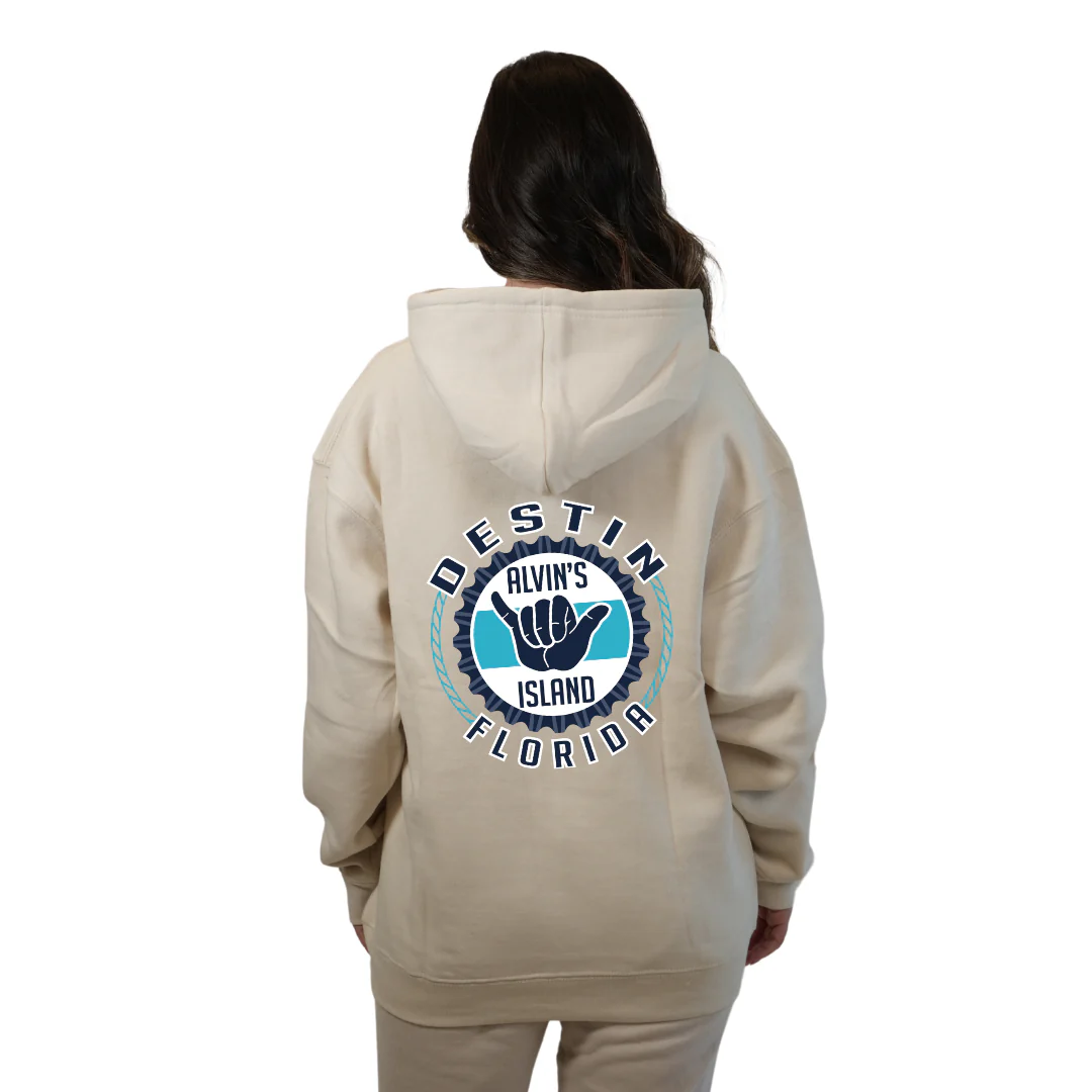 Destin Pullover Hoodie Women with Alvin's Island Hang Loose Front and Back Design Style 252 - Image 18