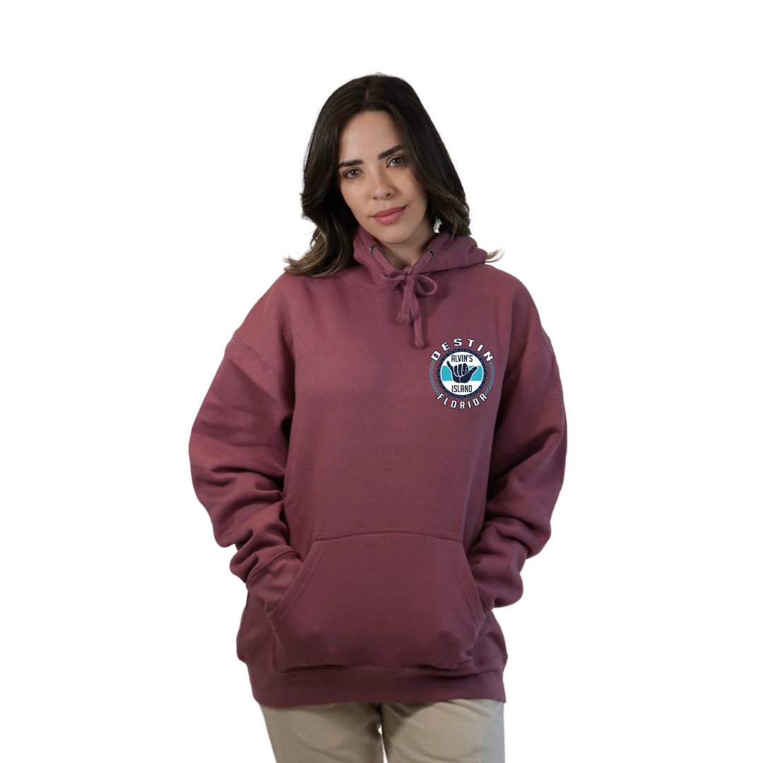 Destin Pullover Hoodie Women with Alvin's Island Hang Loose Front and Back Design Style 252 - Image 19