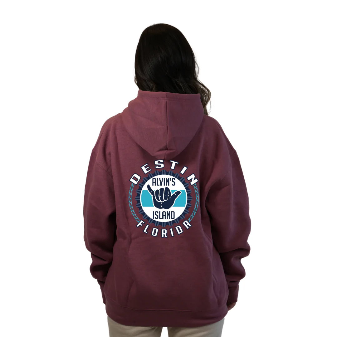 Destin Pullover Hoodie Women with Alvin's Island Hang Loose Front and Back Design Style 252 - Image 20
