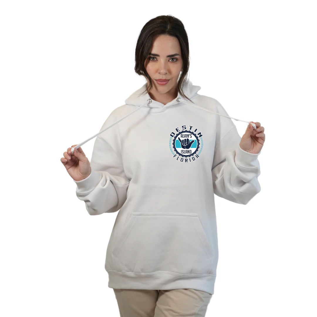 Destin Pullover Hoodie Women with Alvin's Island Hang Loose Front and Back Design Style 252 - Image 5