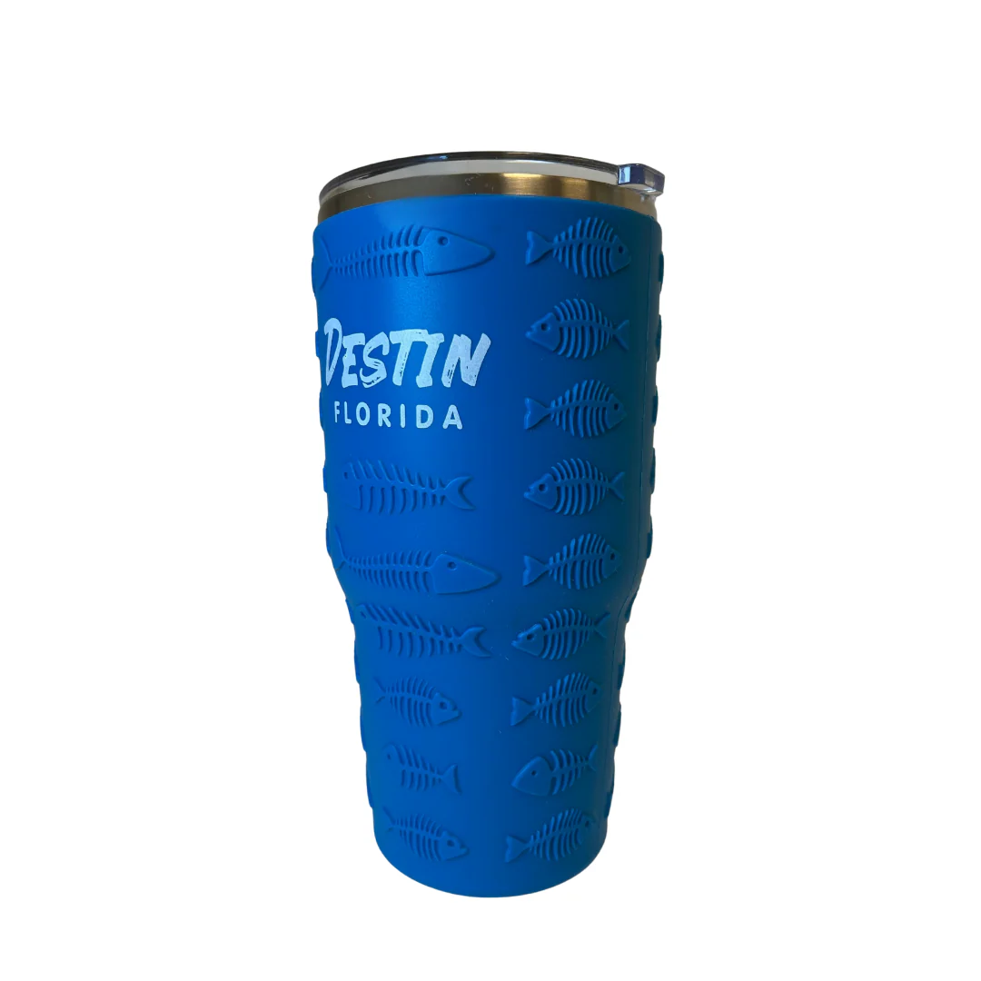 Destin Stainless Steel Tumbler With Fish Decor Silicone Protective 30oz - Image 2