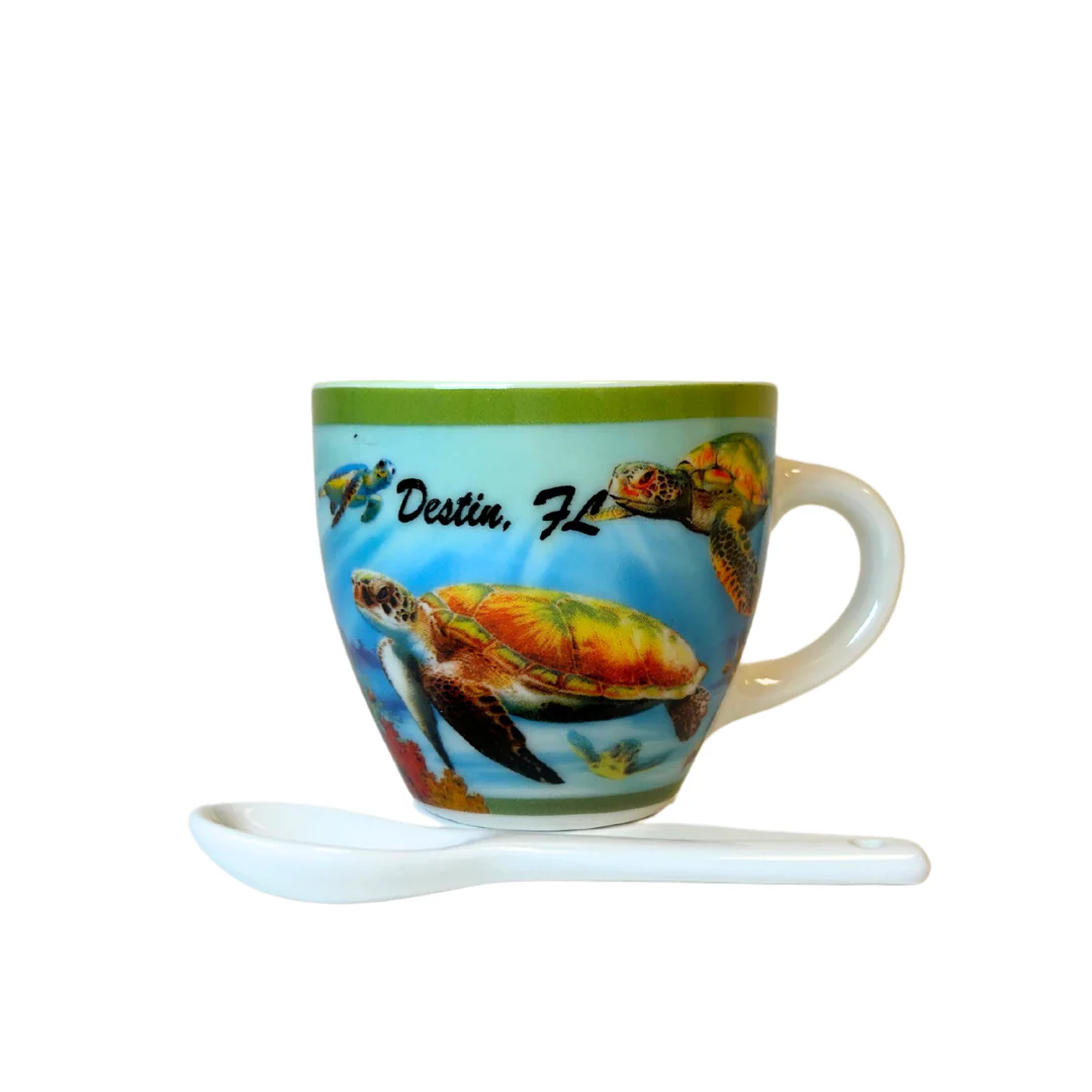 Destin Turtle Design Espresso Mug With Spoon - Image 2