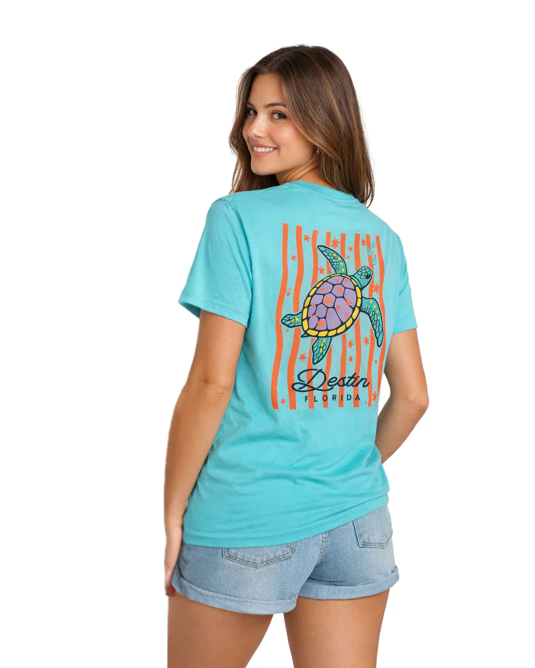 Destin, Fl Turtle Stripes Design Women’s T-Shirt - Image 2