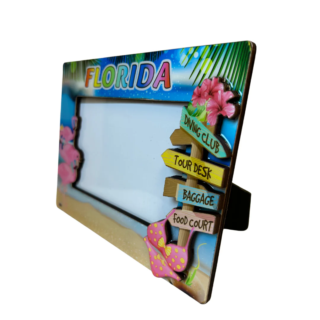 Florida Flamingo, Photo Frame Wood W/Decor 4*6 - Image 2