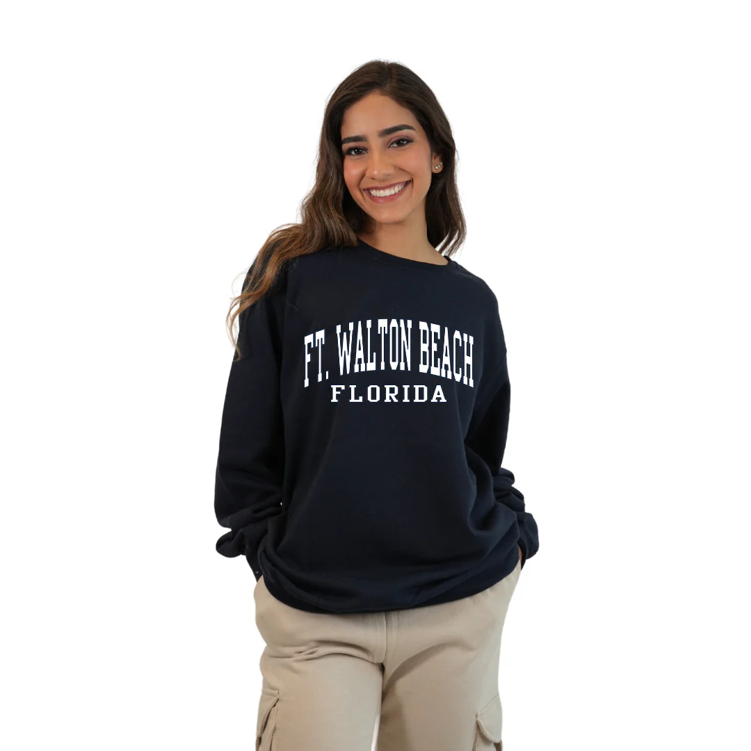 Ft. Walton Beach Fleece Crewneck Sweatshirt Women with a City Name Design Style 067 - Image 3