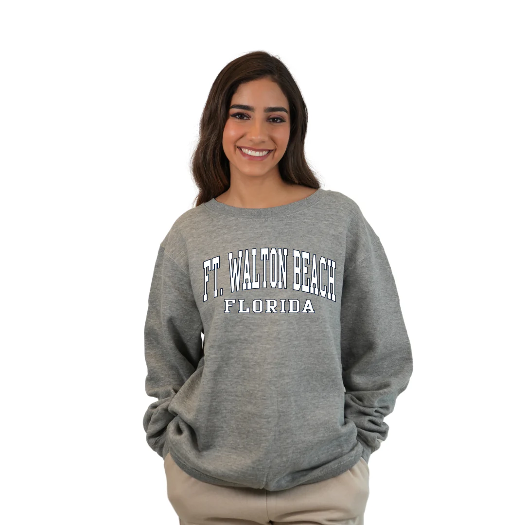 Ft. Walton Beach Fleece Crewneck Sweatshirt Women with a City Name Design Style 067 - Image 4