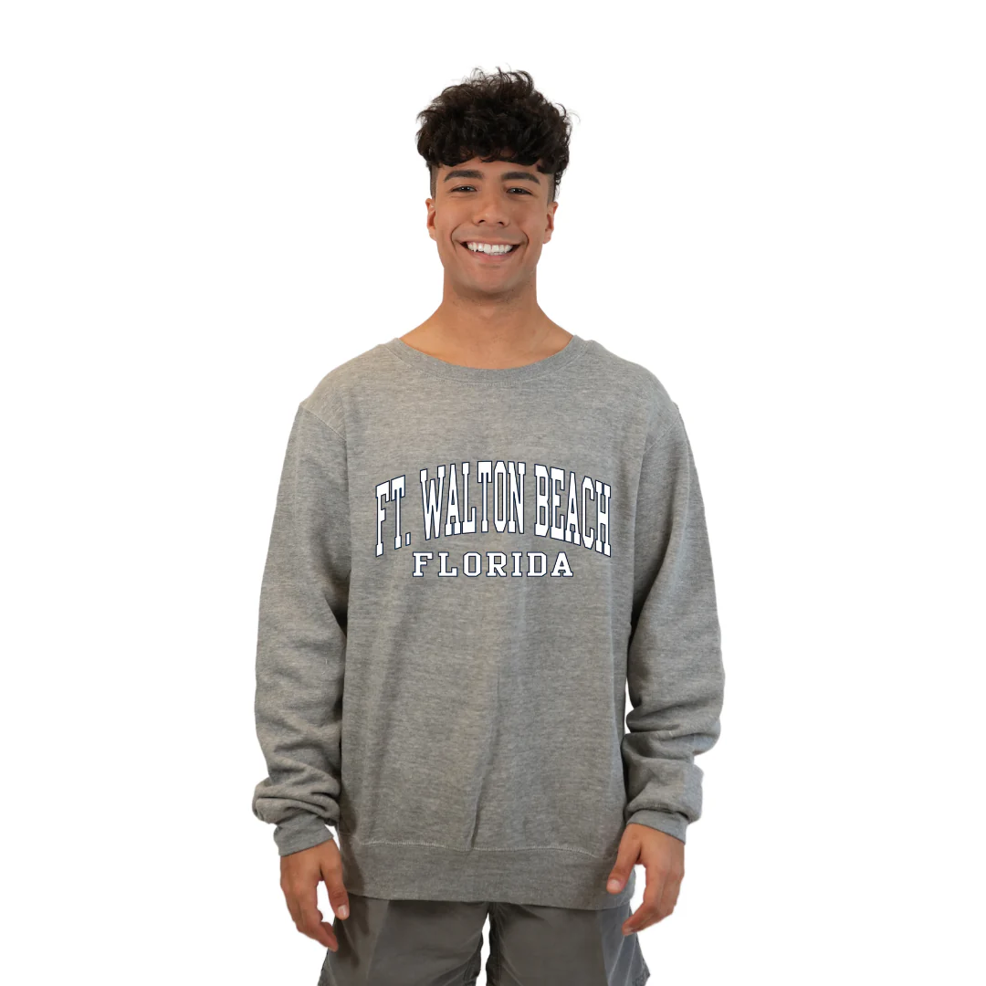 Ft. Walton Beach Fleece Crewneck Sweatshirt Men with a City Name Design Style 067 - Image 3