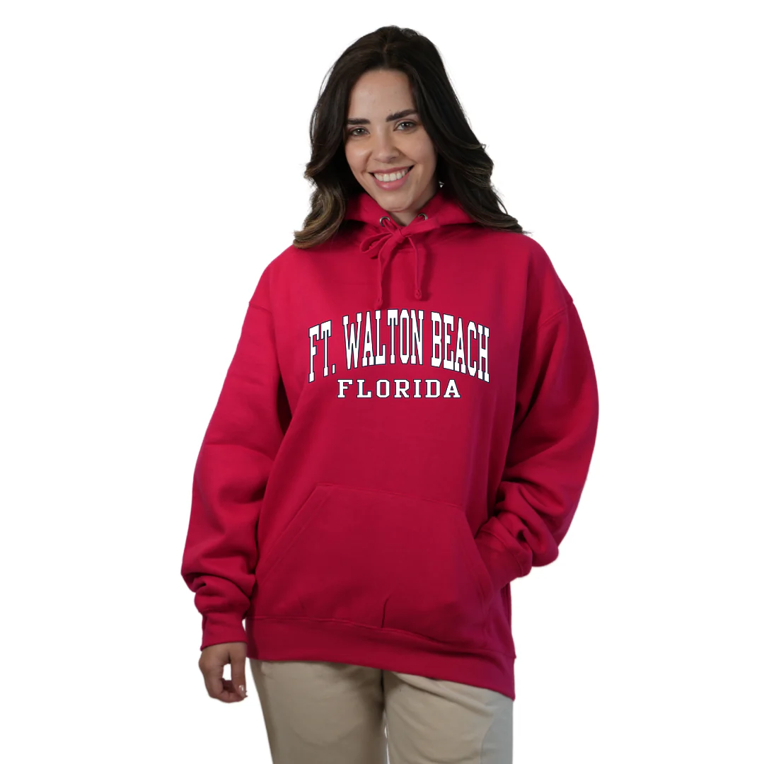 Ft. Walton Beach Pullover Hoodie Women with a City Name White design Style 252 - Image 3