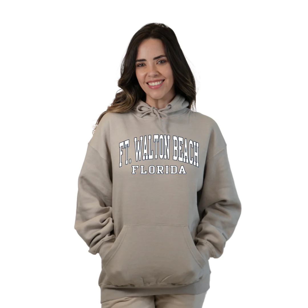 Ft. Walton Beach Pullover Hoodie Women with a City Name White design Style 252 - Image 5