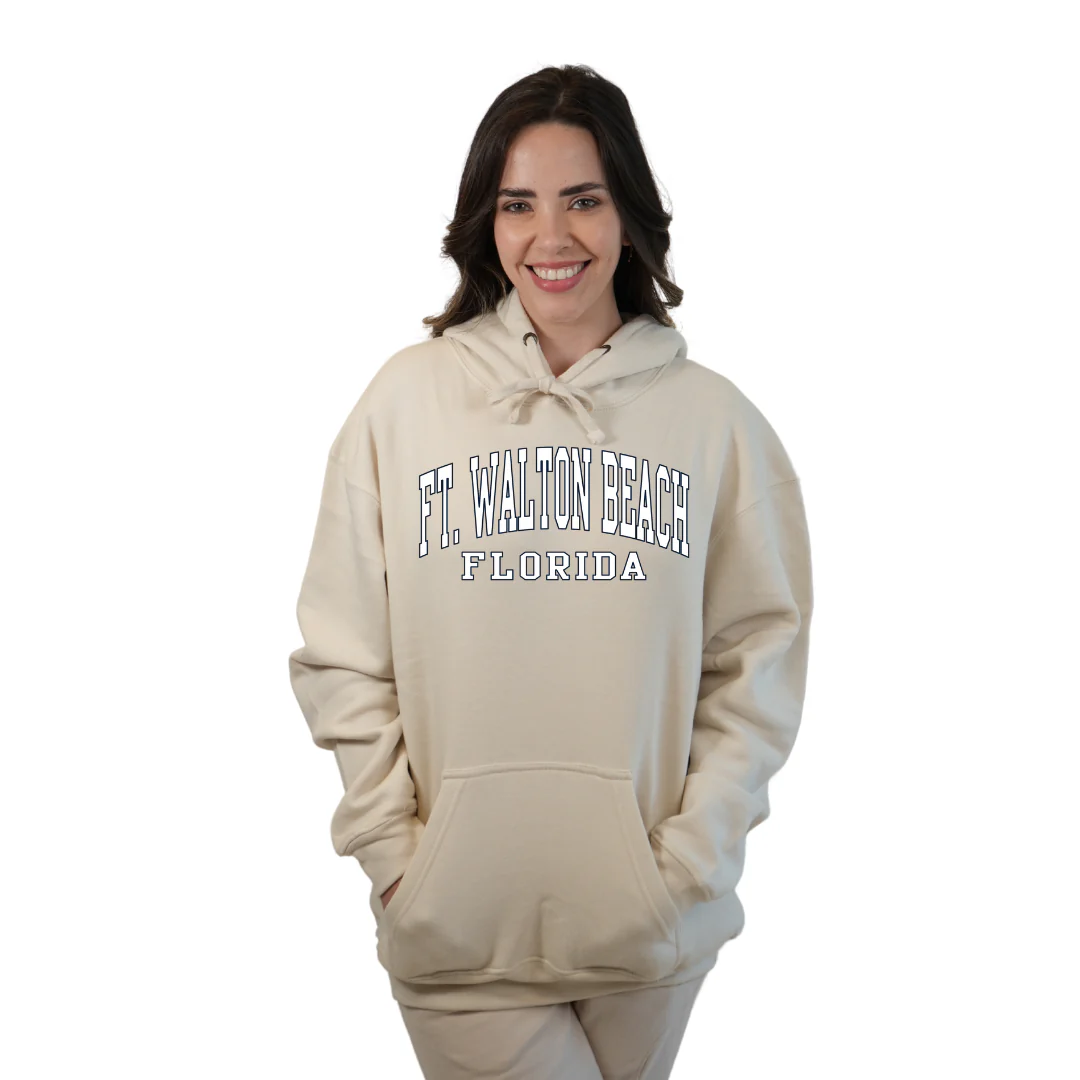 Ft. Walton Beach Pullover Hoodie Women with a City Name White design Style 252 - Image 8
