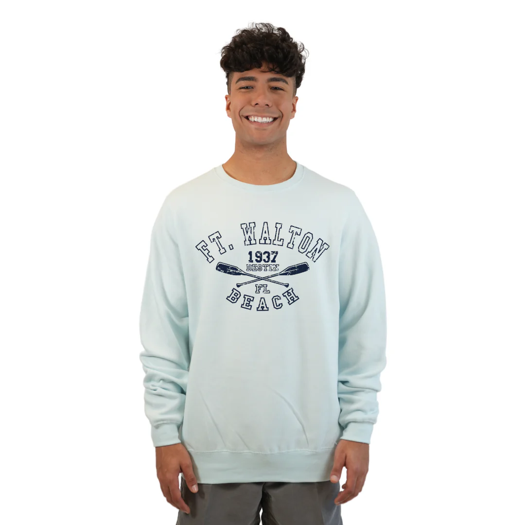 Ft. Walton Beach Fleece Crewneck Sweatshirt Men with Front Big Letters 1957 Design Style 067 - Image 2