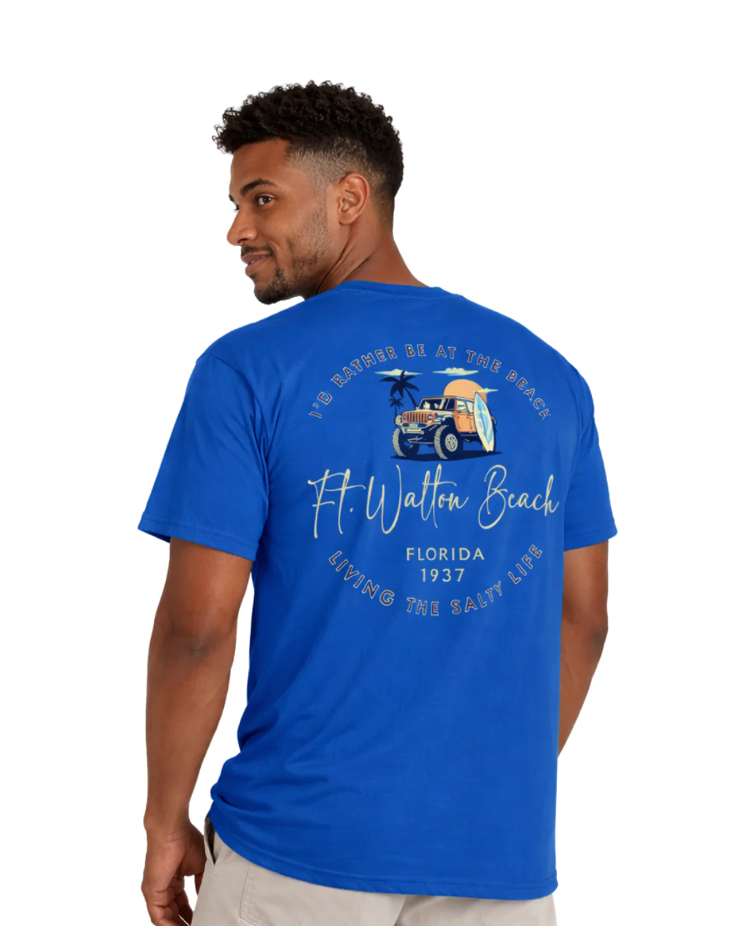 Ft. Walton Beach Livin The Salty Life Design Men’s T-Shirt - Image 2