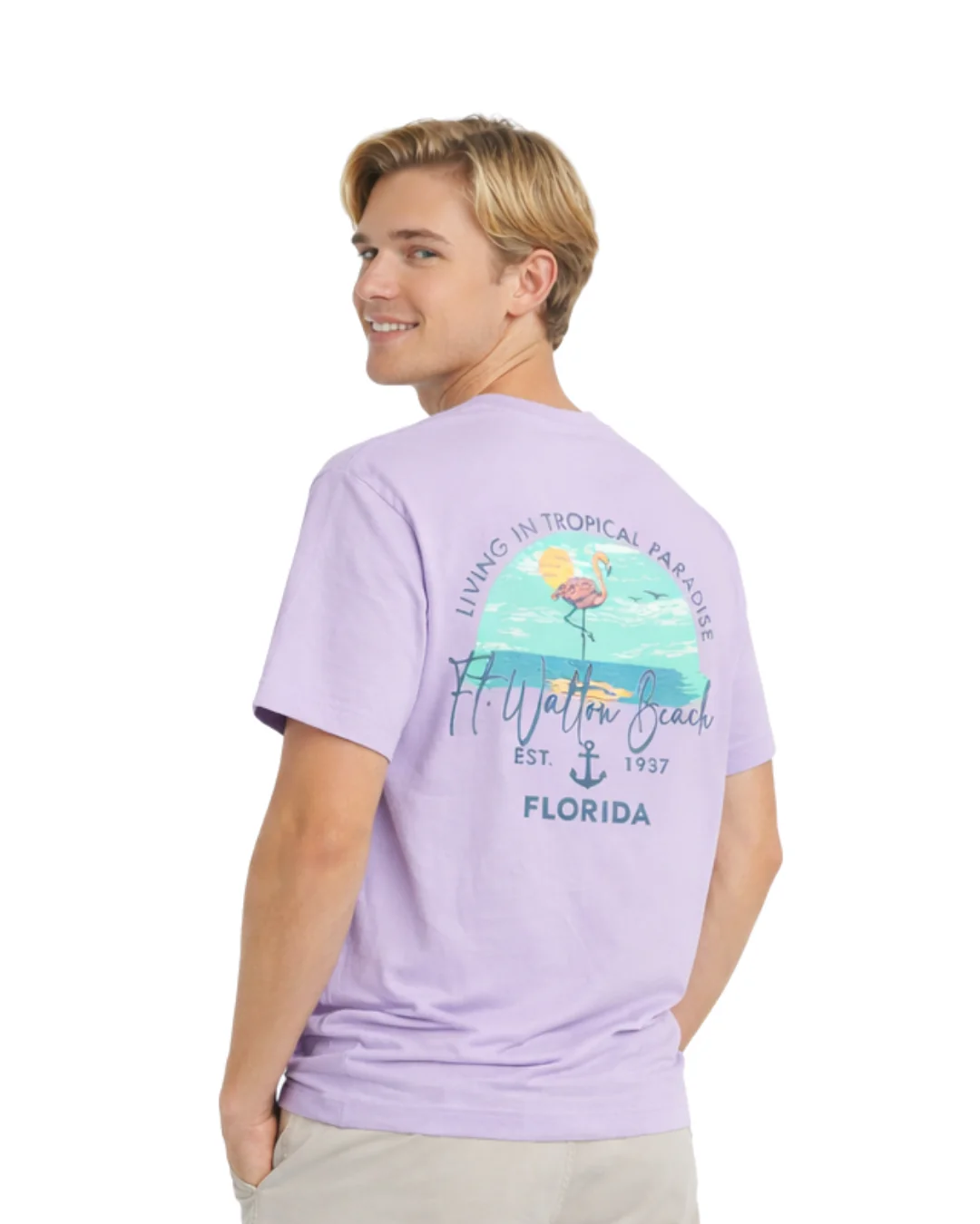 Ft. Walton Beach  Living in Tropical Paradise Design Men’s T-Shirt - Image 2