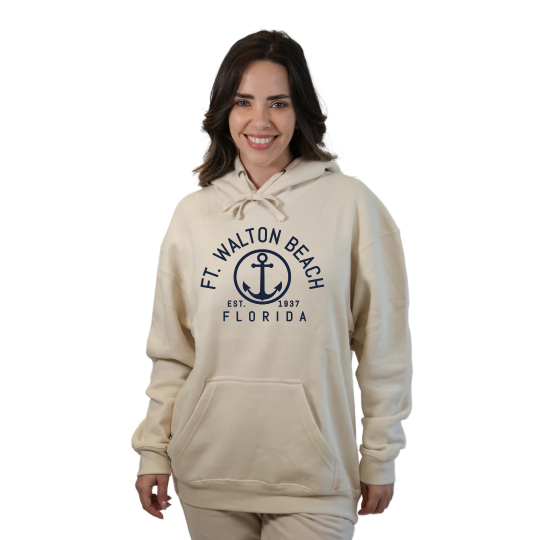 Ft. Walton Beach Pullover Hoodie Women with a Nautical Design Style 252 - Image 3