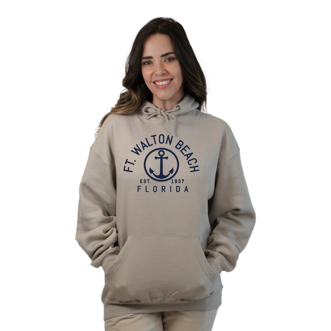 Ft. Walton Beach Pullover Hoodie Women with a Nautical Design Style 252 - Image 6