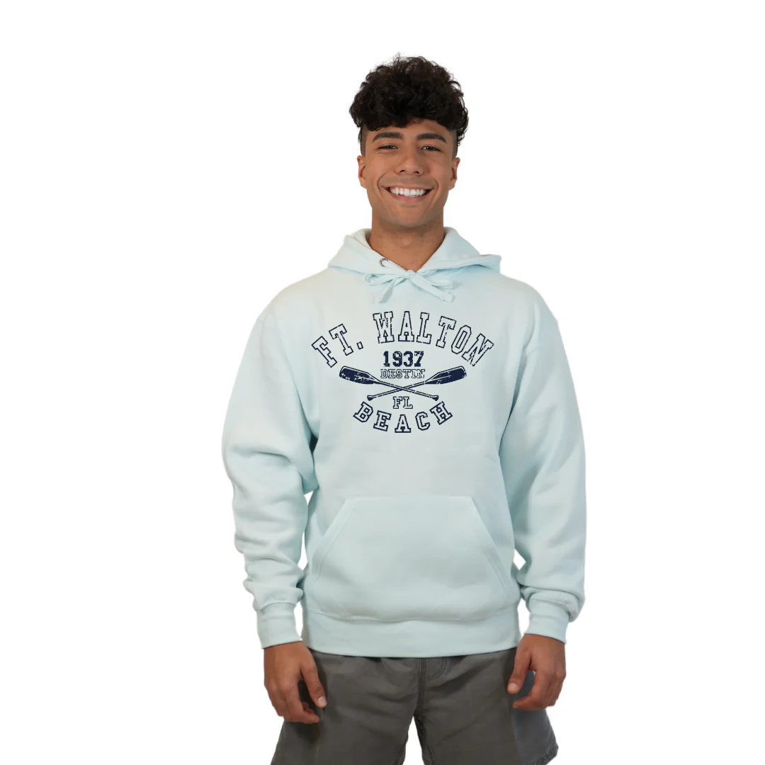 Ft. Walton Beach Pullover Hoodie Men with a Big Name Letters, two paddels 1937 Design Style 252 - Image 4
