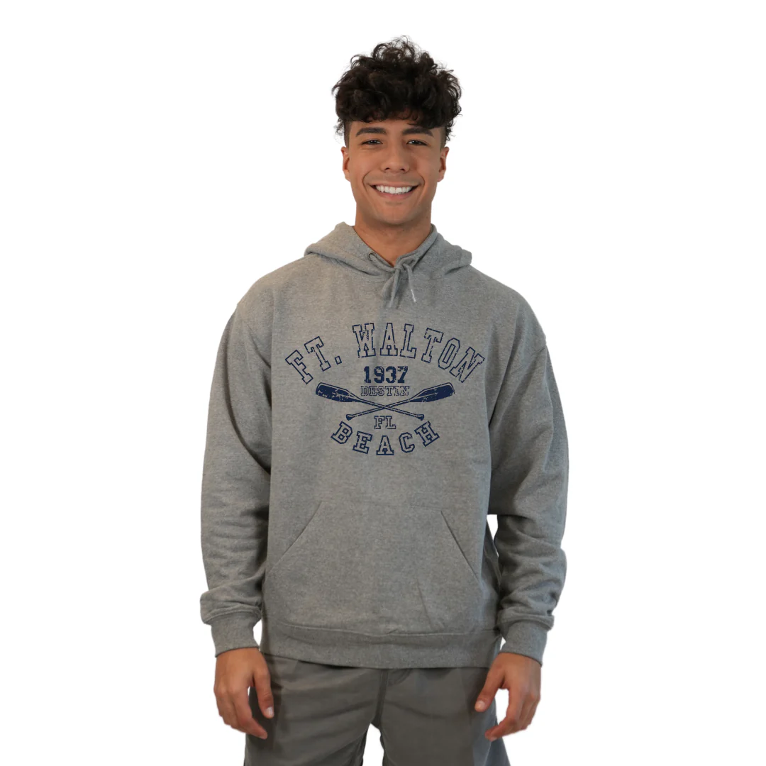 Ft. Walton Beach Pullover Hoodie Men with a Big Name Letters, two paddels 1937 Design Style 252 - Image 5