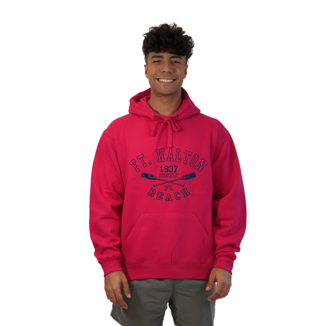 Ft. Walton Beach Pullover Hoodie Men with a Big Name Letters, two paddels 1937 Design Style 252 - Image 7