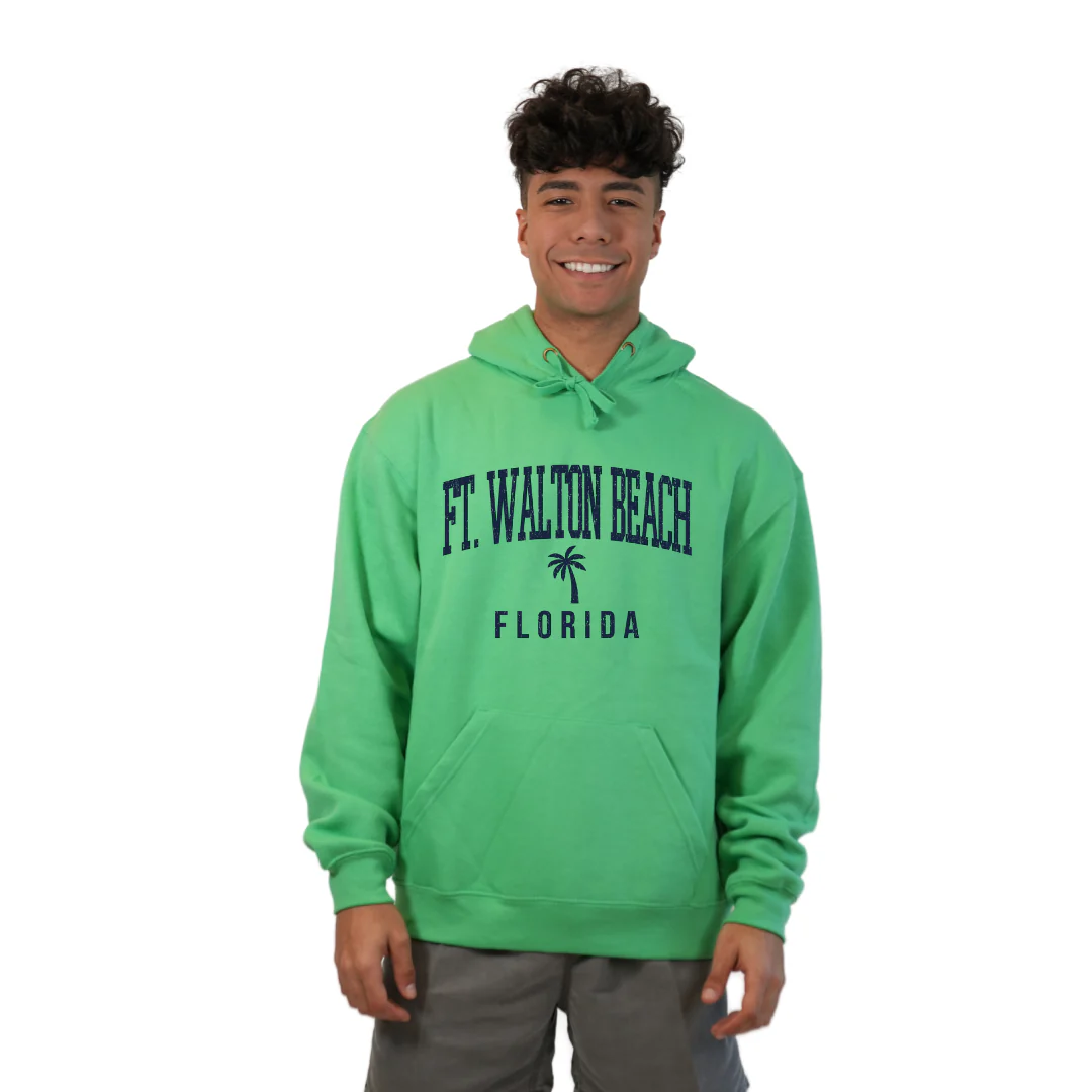 Ft. Walton Beach Pullover Hoodie Men with a City Name Blue design Style 252 - Image 3