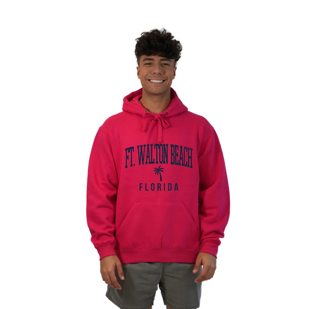 Ft. Walton Beach Pullover Hoodie Men with a City Name Blue design Style 252 - Image 4