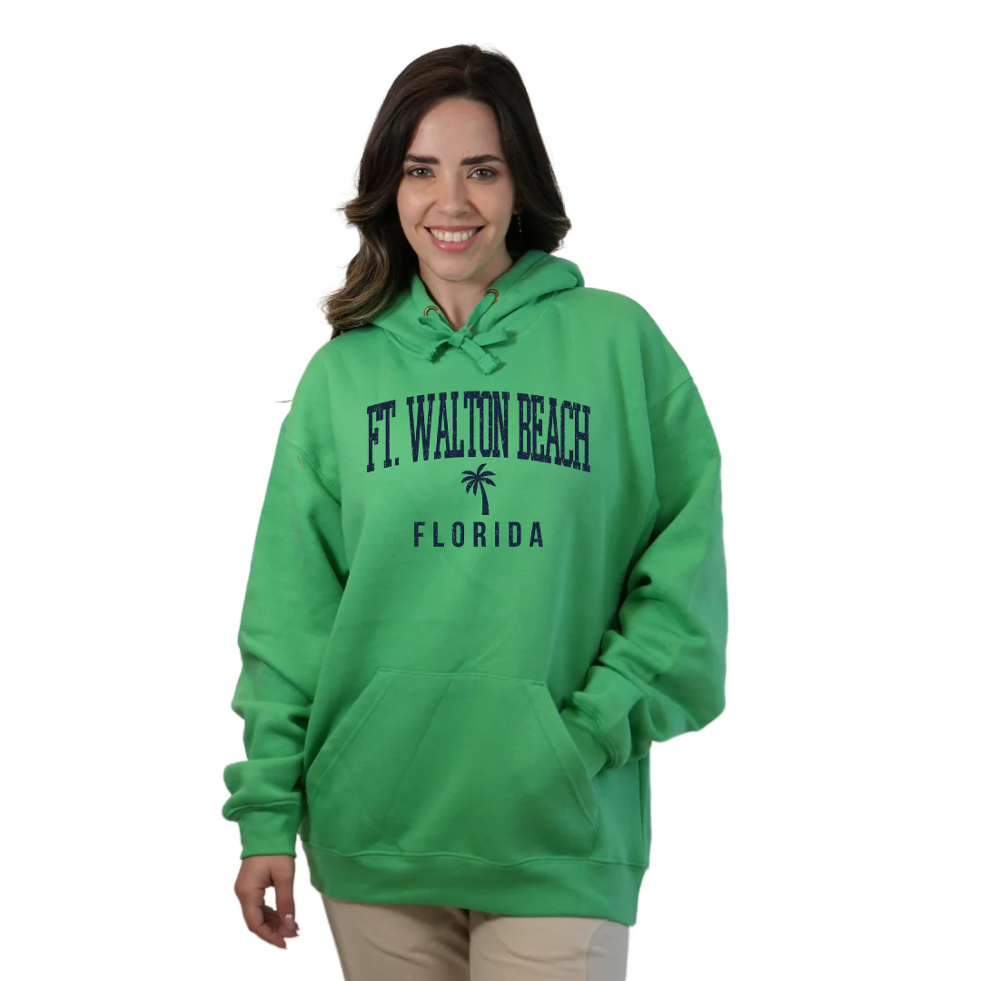 Ft. Walton Beach Pullover Hoodie Women with a City Name Blue design Style 252 - Image 3