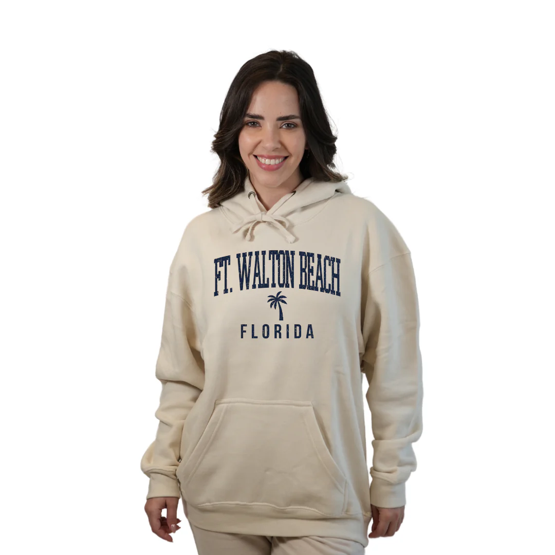 Ft. Walton Beach Pullover Hoodie Women with a City Name Blue design Style 252 - Image 5