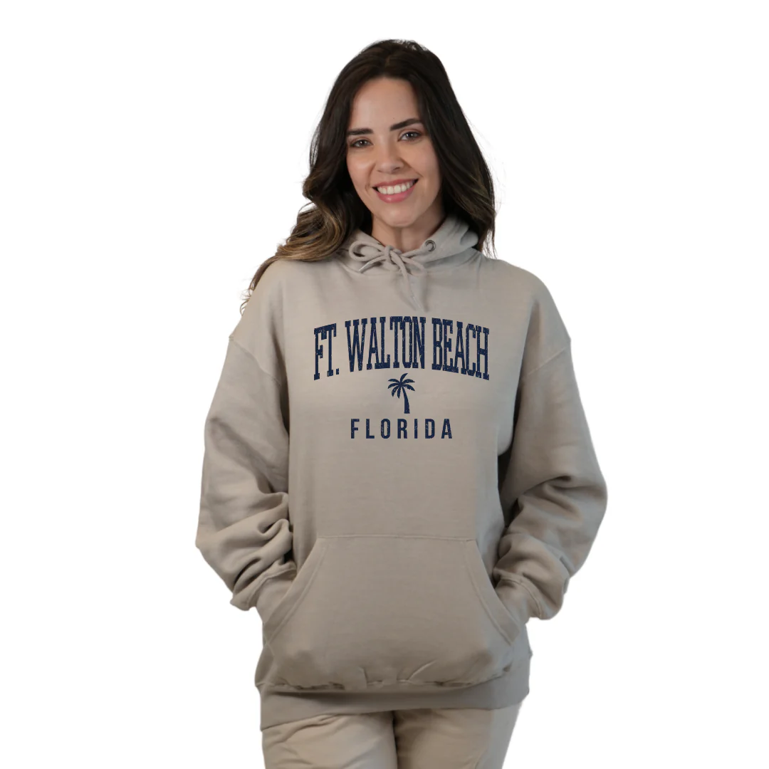 Ft. Walton Beach Pullover Hoodie Women with a City Name Blue design Style 252 - Image 6