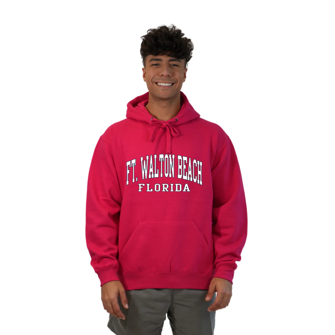 Ft. Walton Beach Pullover Hoodie Men with a City Name White design Style 252 - Image 4