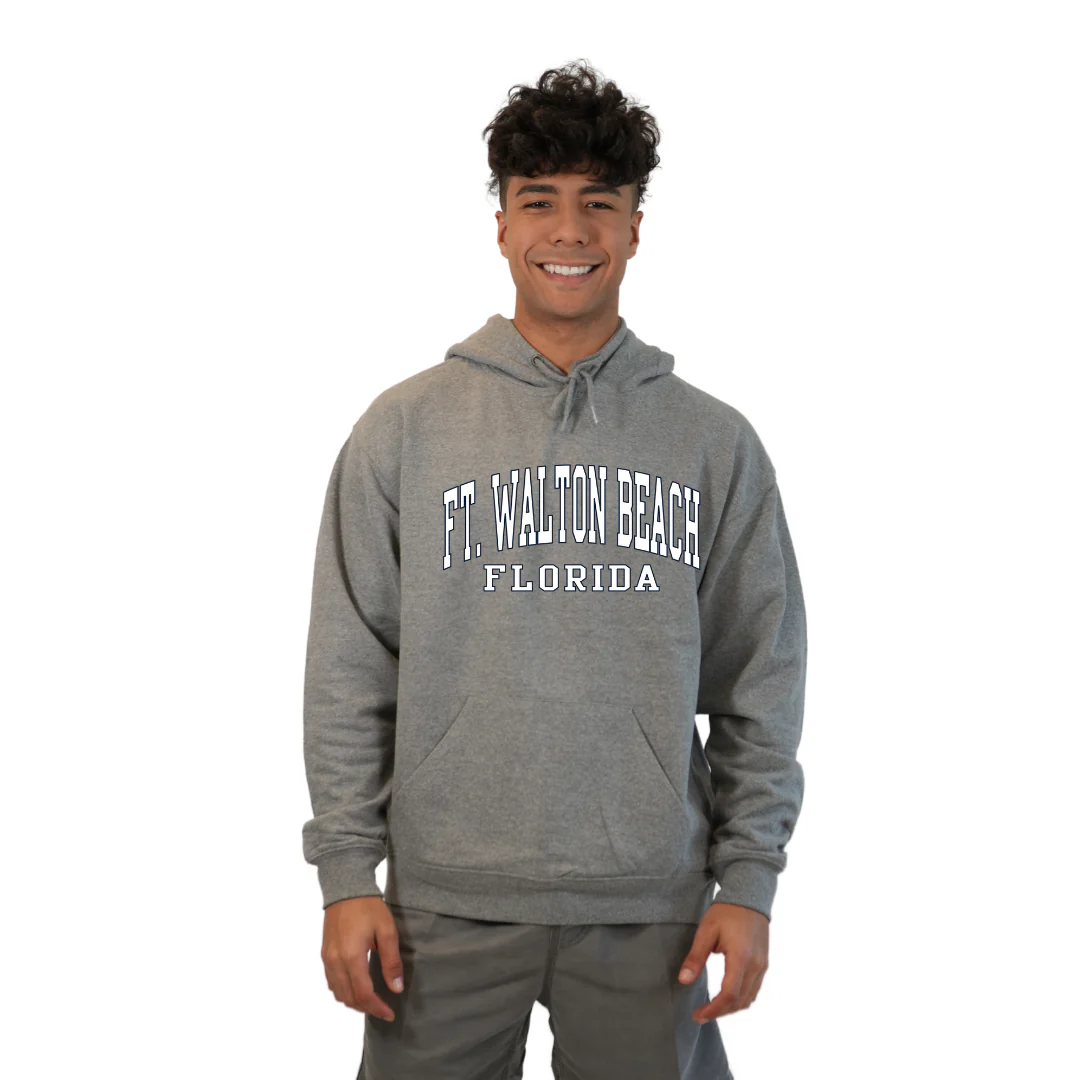 Ft. Walton Beach Pullover Hoodie Men with a City Name White design Style 252 - Image 5