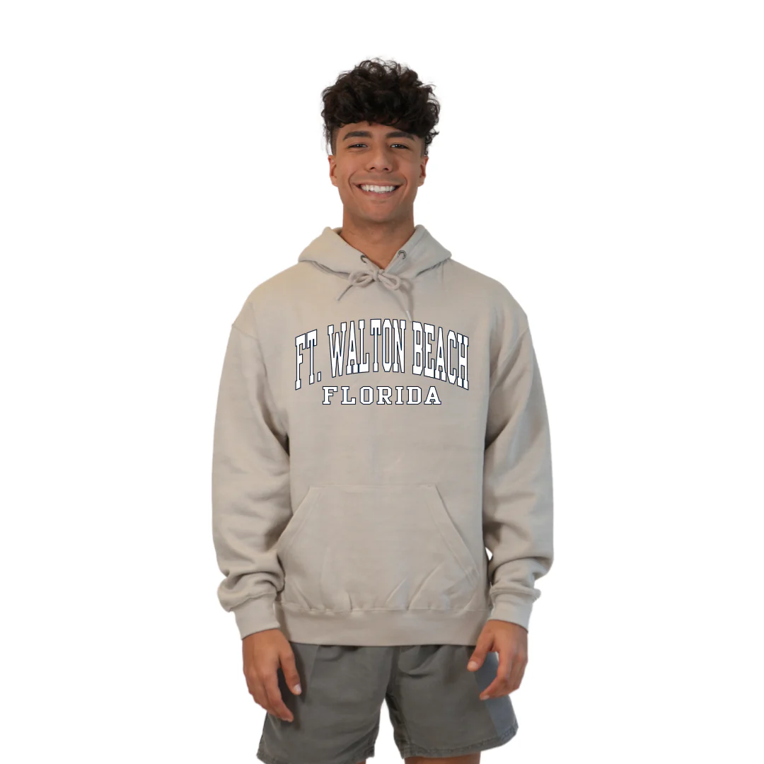 Ft. Walton Beach Pullover Hoodie Men with a City Name White design Style 252 - Image 6