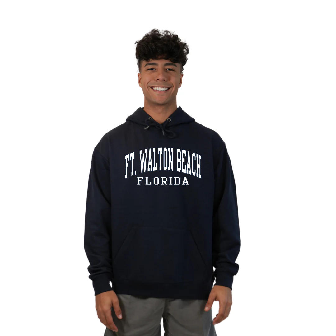 Ft. Walton Beach Pullover Hoodie Men with a City Name White design Style 252 - Image 8