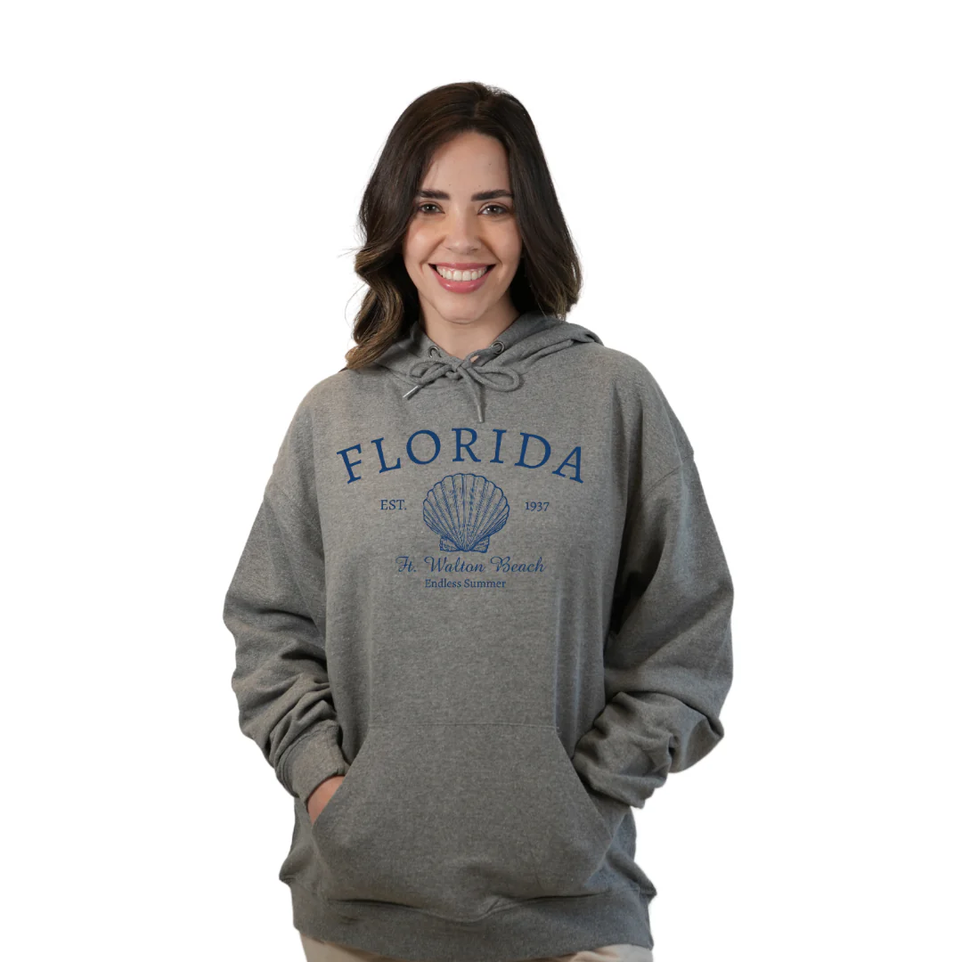 Ft. Walton Beach Pullover Hoodie Women with a Florida Shell Endless Summer Design Style 252 - Image 4