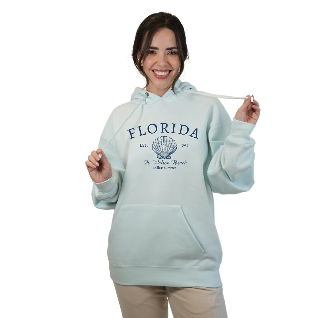 Ft. Walton Beach Pullover Hoodie Women with a Florida Shell Endless Summer Design Style 252 - Image 6