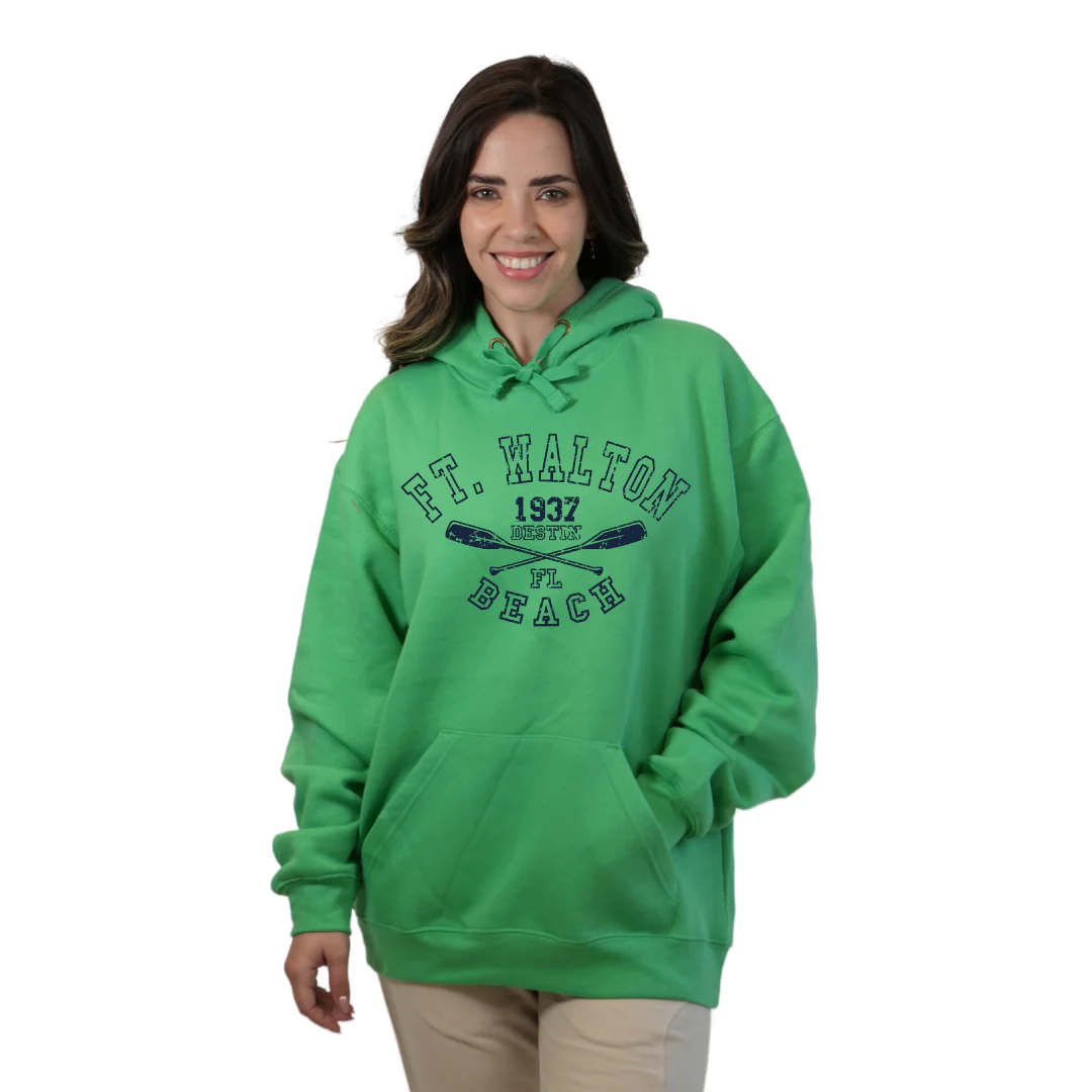 Ft. Walton Beach Pullover Hoodie Women with a Big Name Letters, two paddels  1937 Design Style 252 - Image 4