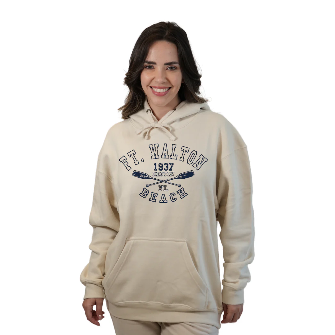 Ft. Walton Beach Pullover Hoodie Women with a Big Name Letters, two paddels  1937 Design Style 252 - Image 5