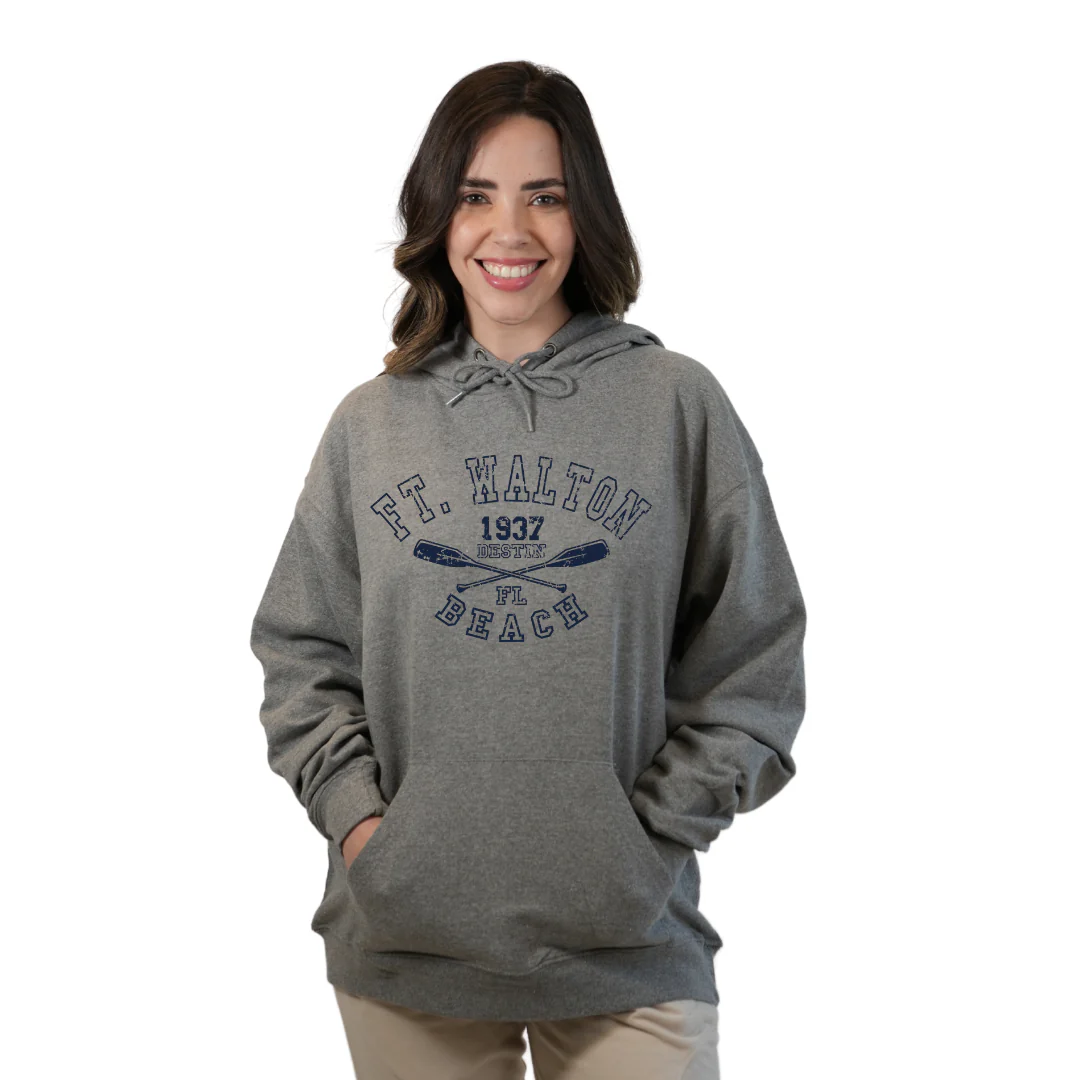 Ft. Walton Beach Pullover Hoodie Women with a Big Name Letters, two paddels  1937 Design Style 252 - Image 6