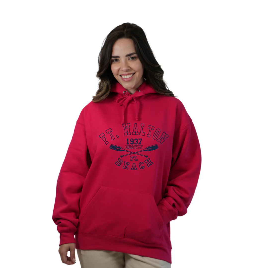 Ft. Walton Beach Pullover Hoodie Women with a Big Name Letters, two paddels  1937 Design Style 252 - Image 7