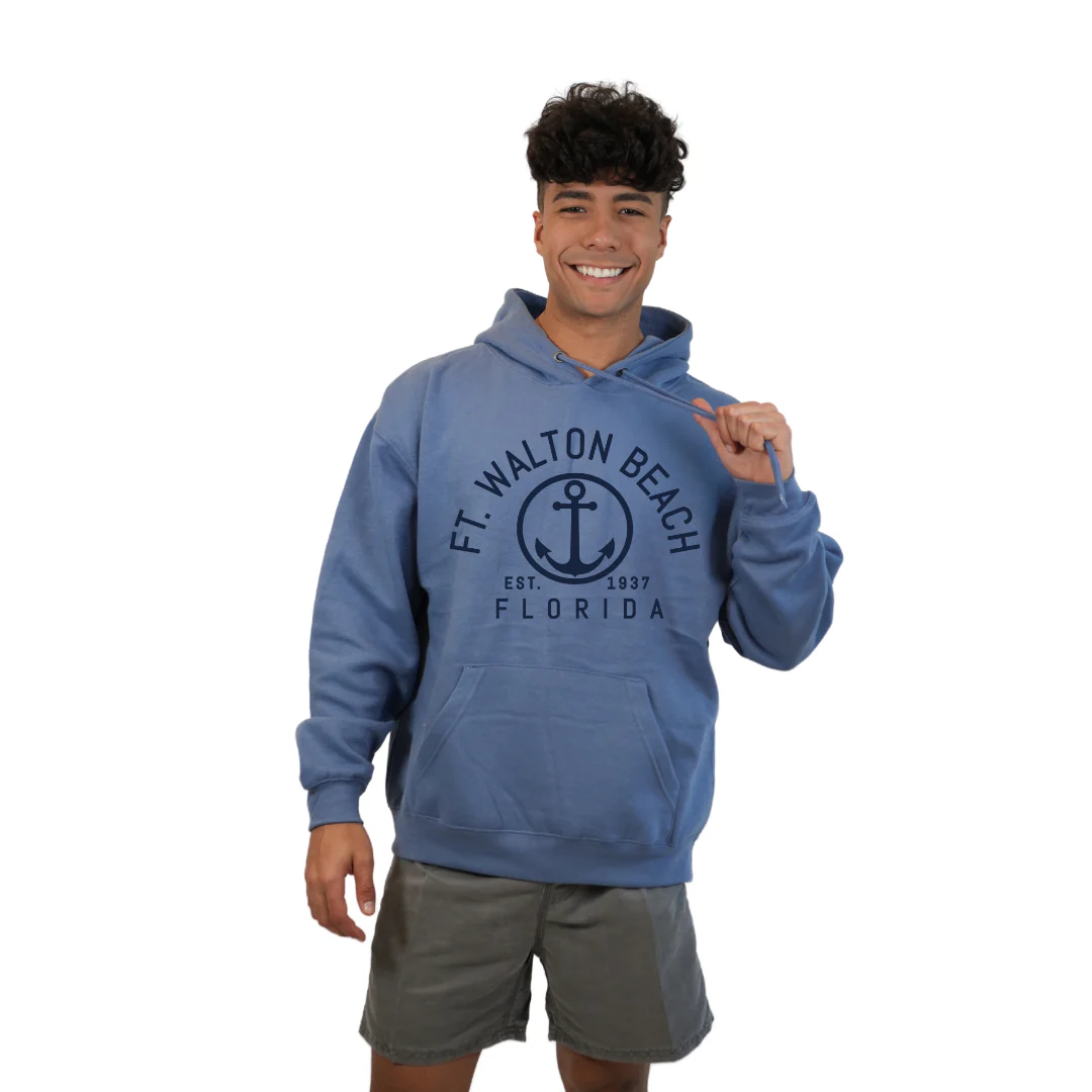 Ft. Walton Beach Pullover Hoodie Men with a Nautical Design Style 252 - Image 2
