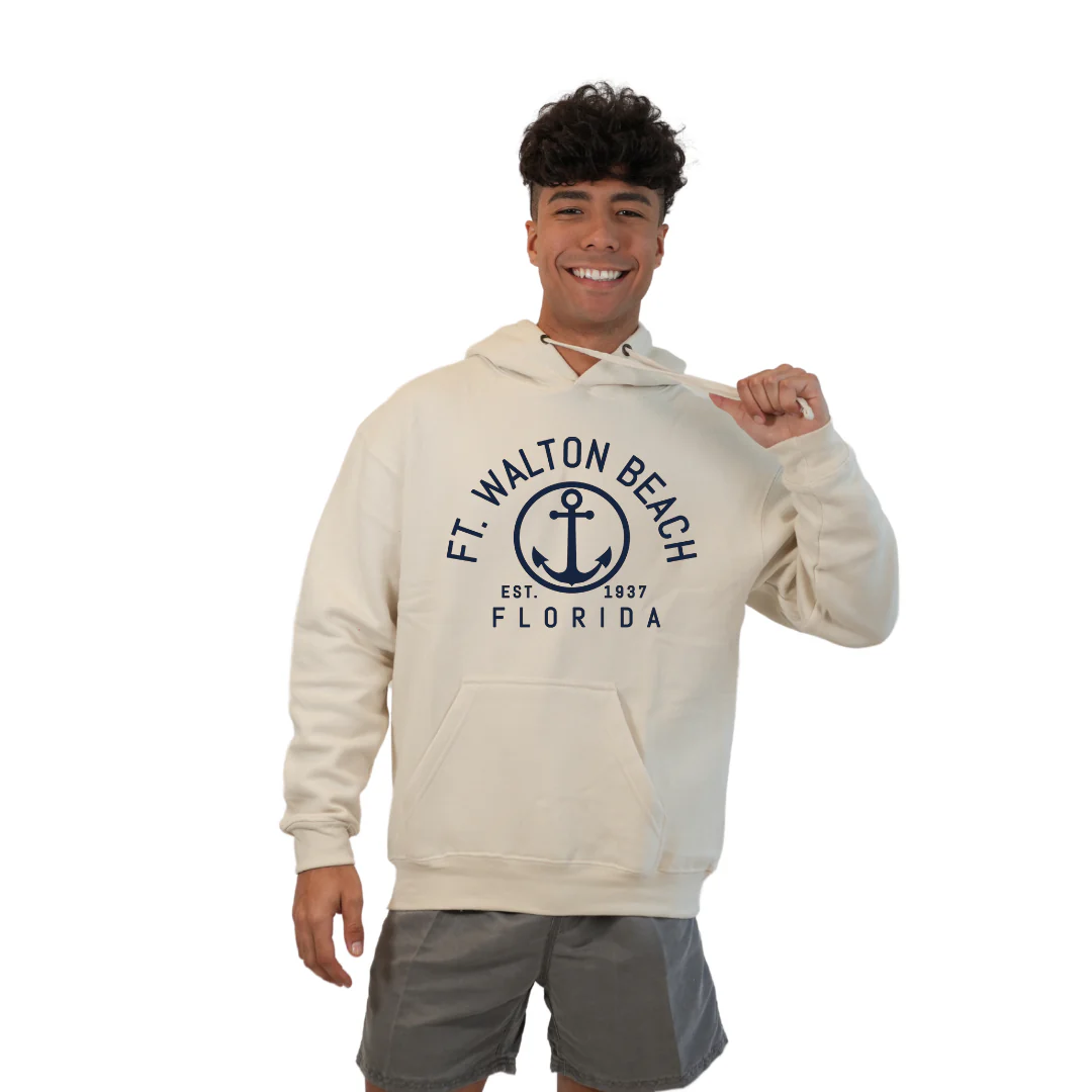 Ft. Walton Beach Pullover Hoodie Men with a Nautical Design Style 252 - Image 3
