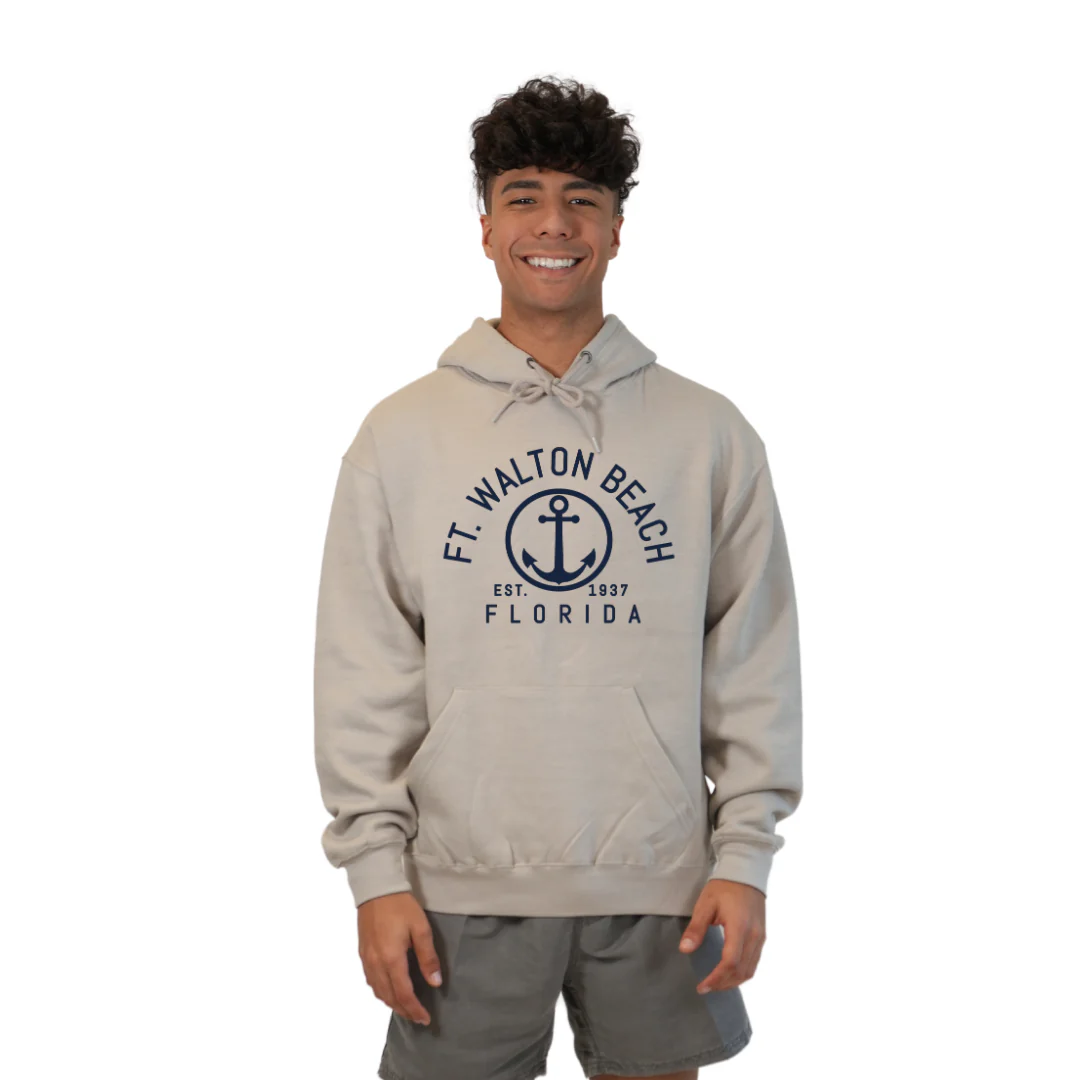 Ft. Walton Beach Pullover Hoodie Men with a Nautical Design Style 252 - Image 5