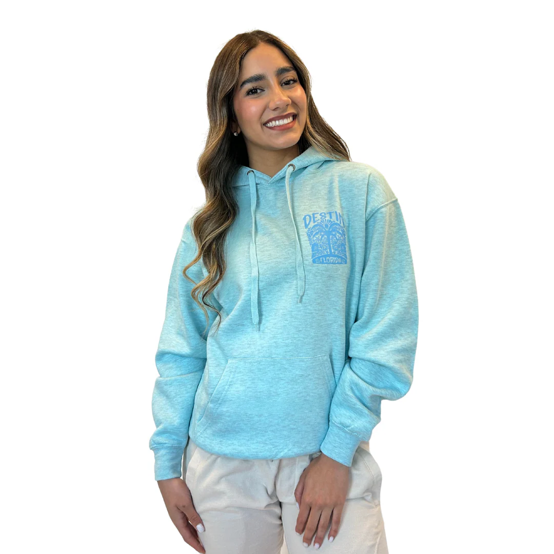 Destin Fl, with front Palm Tree pocket design and back big Design Pullover Hoodie Women Style ML200 - Image 5