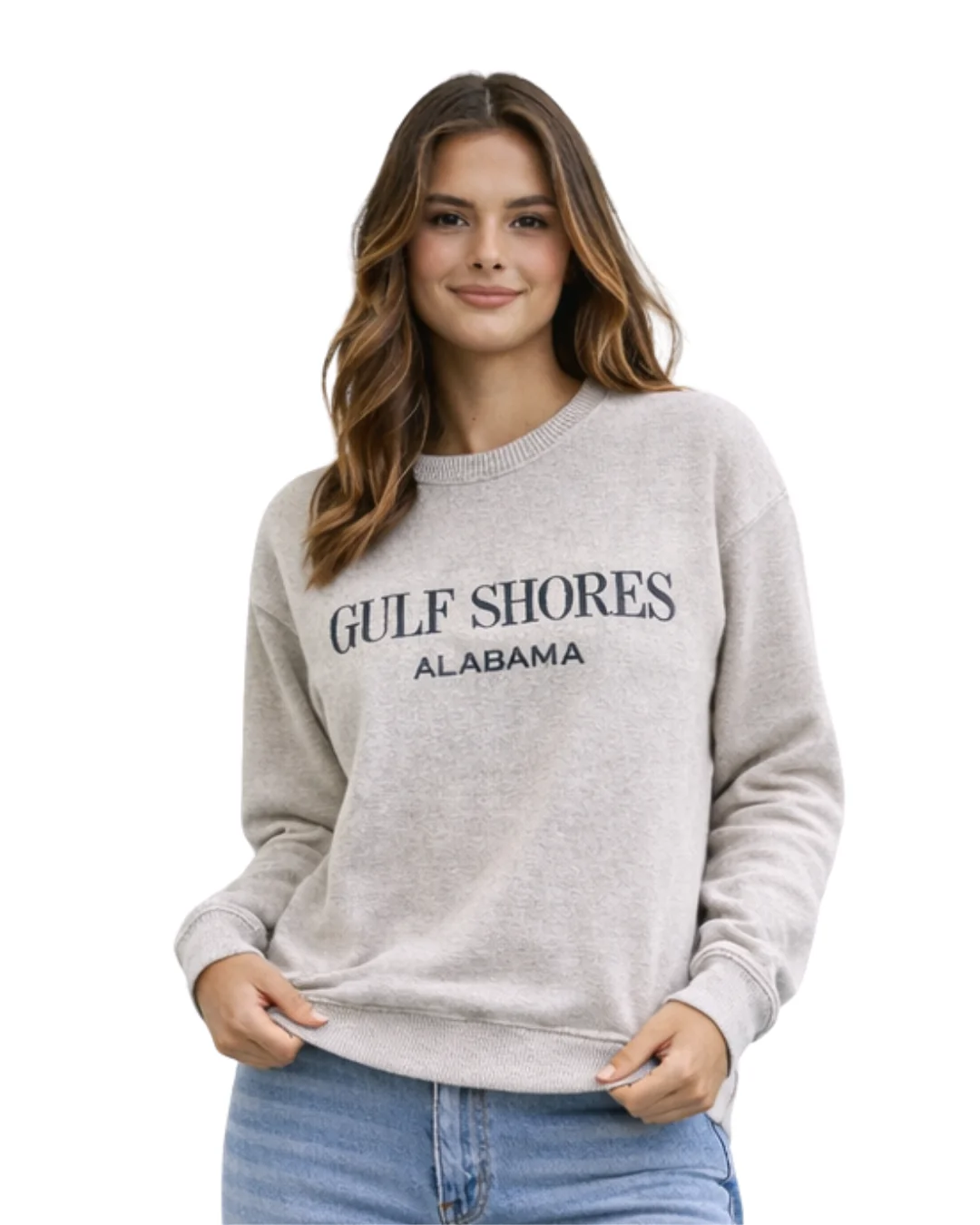 Gulf Shores, AL Women Nantucket Crewneck – Embroidered City Name Appliqué (Style AP267AI) - Image 2