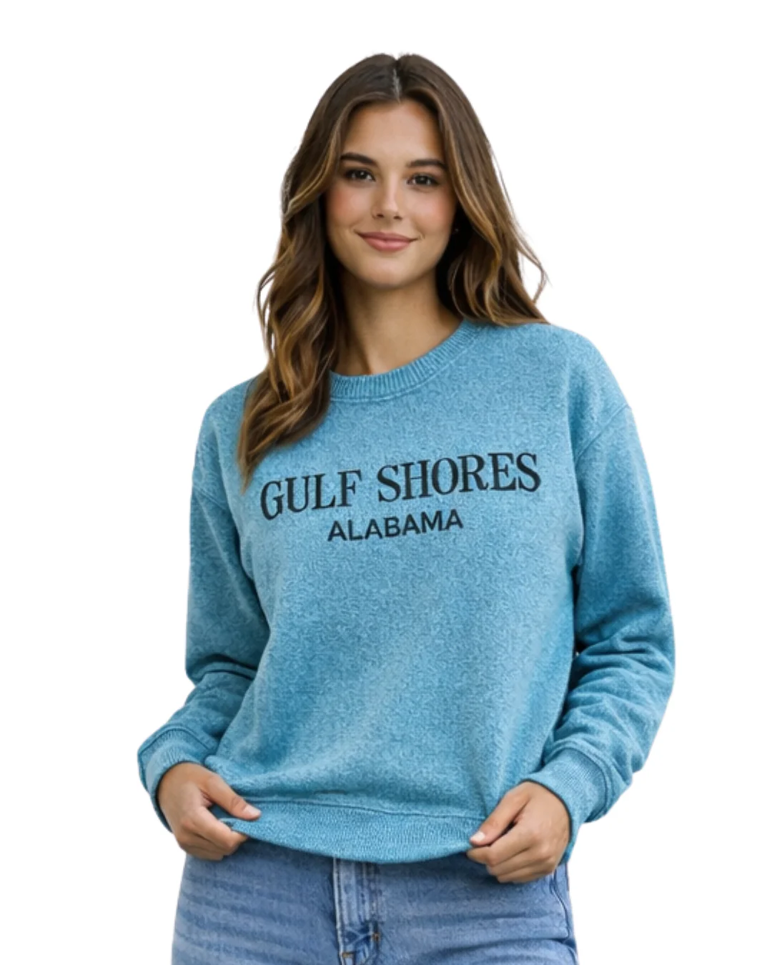 Gulf Shores, AL Women Nantucket Crewneck – Embroidered City Name Appliqué (Style AP267AI) - Image 5