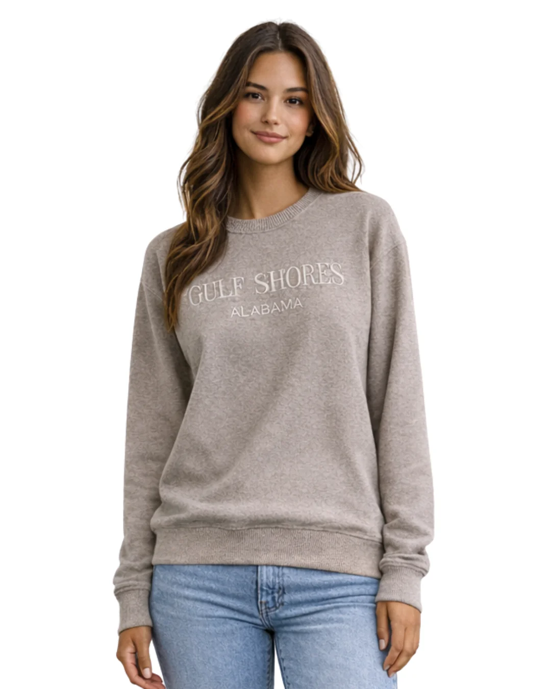 Gulf Shores, AL Women Nantucket Crewneck – Embroidered City Name Appliqué (Style AP267AI) - Image 6