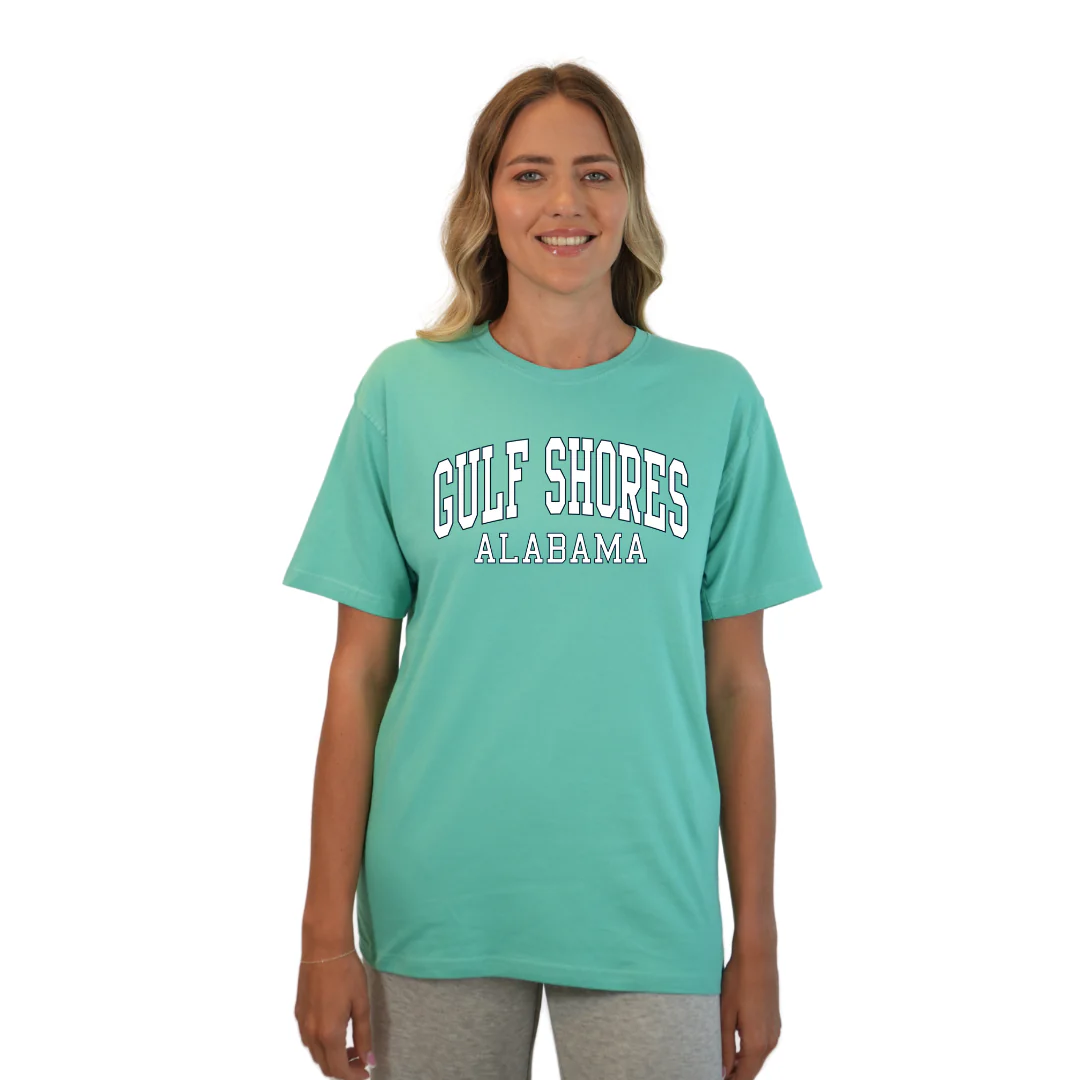 Gulf Shores Alabama Combed Cotton Women T-Shirt with White City Name Style CC1000 - Image 3